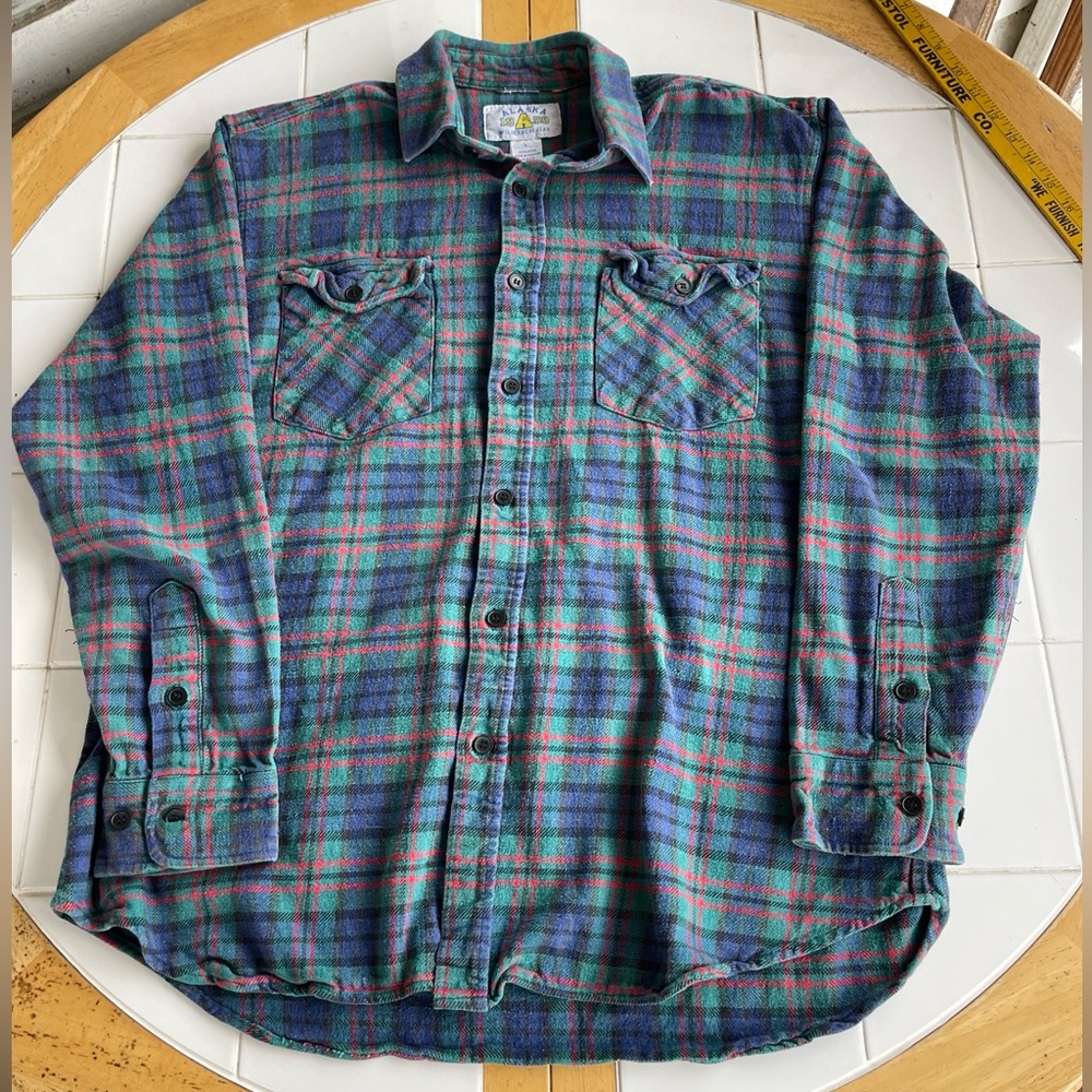 Vintage 90s Alaska Wilderness Gear Flannel Shirt Longsleeve Large Plaid Grunge